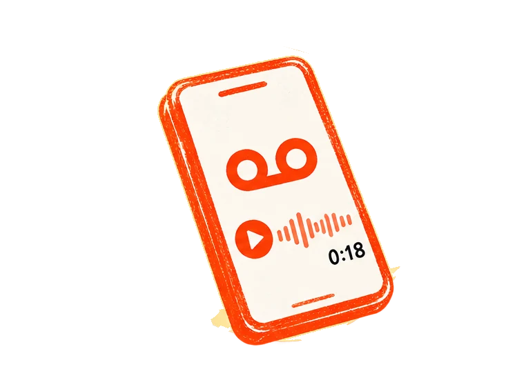 A phone showing a voicemail recording